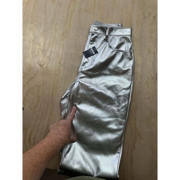NWT Abercrombie & Fitch High Rise 90s Relaxed Jeans Metallic Silver 30/10 Curve - Picture 6 of 7
